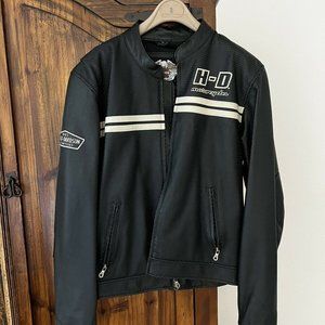 Harley-Davidson Men's "Throttle" Black Perforated Leather Racing Jacket-Medium